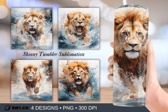 Download Lion Swimming Tumbler Sublimation Wrap - Tumbler sublimation Collection