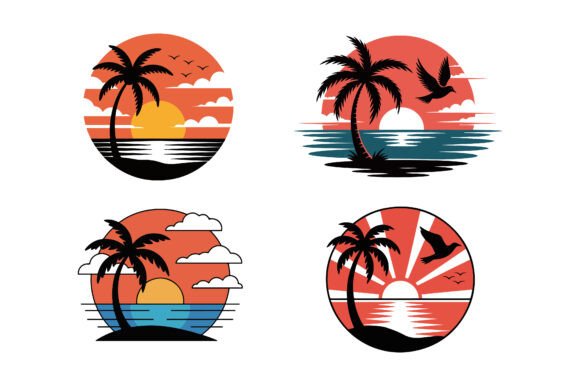 Download Tropical Sunset Scene with Palm Tree and - Premium Resources